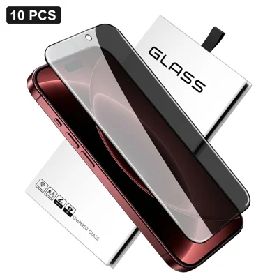  For iPhone 18 Pro Max 10Pcs Anti-Spy Full Screen Protector 360 Degree Privacy High Aluminium-silicon Glass Film - Black