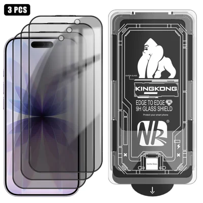  For iPhone 18 3Pcs Anti-Spy Full Screen Protector 3D Arc Edge High Aluminium-silicon Glass Film with Dust-Free Installation Tool - Black