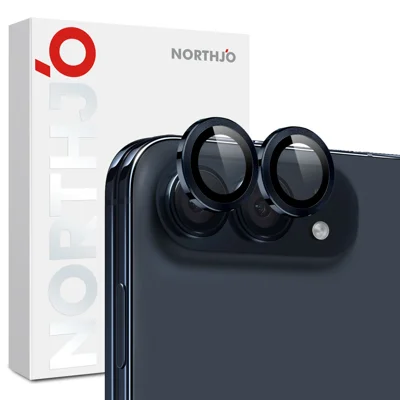 NORTHJO für iPhone Duo 1 Satz gehärtetes Glas Objektivschutzfolie CD-Venen Metallring Objektivschutz (Vollständige Abdeckung) - Sternenblau