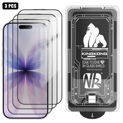  For iPhone 18 3Pcs Full Screen Protector HD Clear 3D Arc Edge High Aluminium-silicon Glass Film with Dust-Free Installation Tool - Transparent