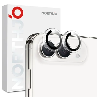  NORTHJO for iPhone Duo 1Set Camera Lens Protector Tempered Glass Metal Ring Guard Clear Lens Film (Complete Coverage) - Clear