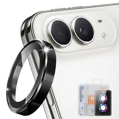 HAT PRINCE für iPhone Duo ENKAY Kameraobjektivschutz Metallring Objektivfolie - Schwarz