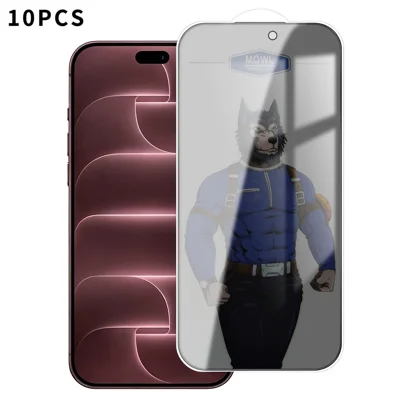  For iPhone 18 Pro 10Pcs Privacy Tempered Glass Anti-fingerprint Anti-spy Full Screen Protector - Black