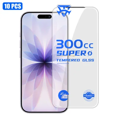  For iPhone 18 10Pcs Tempered Glass Film 9H+ 300CC Edgeless Anti Static HD Full Screen Protector - Transparent