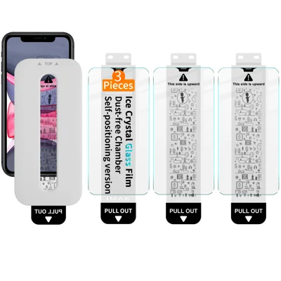  IMAK for iPhone XR 6.1 inch / iPhone 11 3Pcs Screen Protector Ice Crystal Anti-Scratch Tempered Glass Film with Dust-free Installation Tool - Transparent