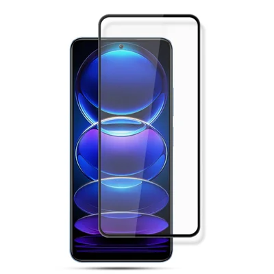 AMORUS Displayschutzfolie aus gehärtetem Glas für Xiaomi Redmi Note 12 5G (China) / (Indien) / (Global) / Poco X5 5G, Seidendruck-Folie – Schwarz