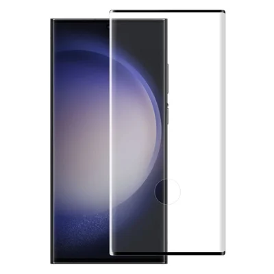 NORTHJO A+ dla Samsung Galaxy S23 Ultra zakrzywiona folia z hartowanego szkła, klej boczny, ochrona ekranu na całą powierzchnię (obsługę odblokowywania przez odcisk palca) - Czarny