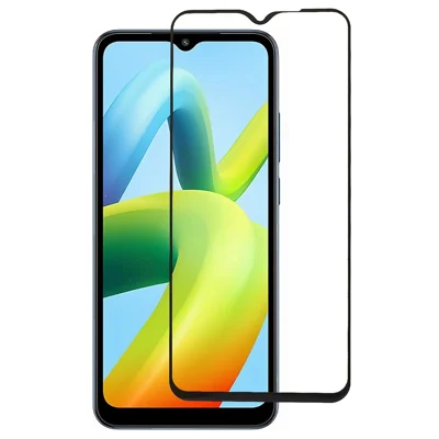 Proteggi schermo in vetro temperato con colla full coverage per Xiaomi Redmi A1+ 4G / A2+ 4G / Poco C50 4G, film con stampa serigrafica e indurimento secondario