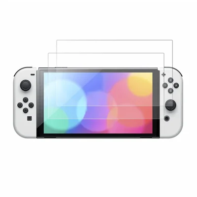 NORTHJO 2 piezas A+ Película de vidrio templado para Nintendo Switch OLED, protector de pantalla de 0,3 mm y 2,5 D con protección contra impactos - Transparente
