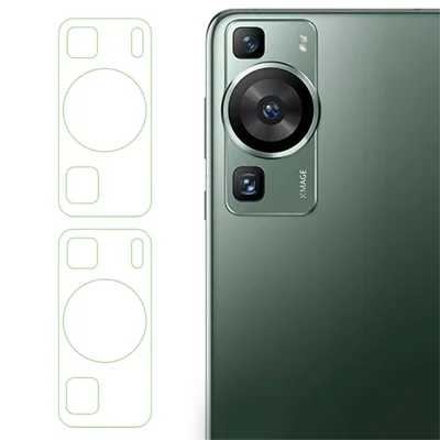 قطعتان / طقم لجهاز Huawei P60 / P60 Pro فيلم عدسة كاميرا من الزجاج المقوى شفاف عالي الدقة بحواف قوس ثلاثية الأبعاد حامي عدسة الهاتف