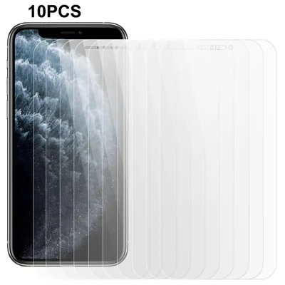 10 قطع / طقم لواصق شاشة لهاتف iPhone 11 من الزجاج المُقسّى 0.3 مم 2.5D مقاوم للخدوش وواضح عالي الدقة