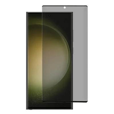 Ochronna folia na ekran do Samsung Galaxy S23 Ultra, ochrona prywatności, pełny nakład, klej boczny, jedwabne drukowanie, folia z wysokim zawartością szkła aluminiowo-krzemowego (obsługiwane odblokowanie czytnikiem linii papilarnych)