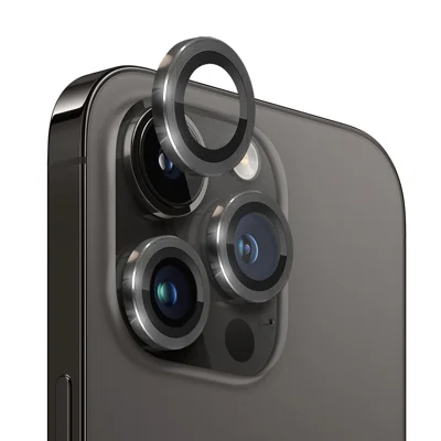NORTHJO For iPhone 12 Pro Max 1 Set Anti-scratch Camera Lens Protector CD Vein Metal Ring Tempered Glass Lens Film - Black