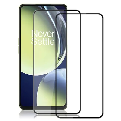 AMORUS 2Pcs For OnePlus Nord CE 3 Lite 5G / Nord N30 5G Silk Printing Full Screen Film Full Glue Tempered Glass Protector Guard - Black