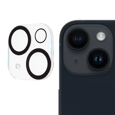 واقي عدسة كاميرا من الزجاج المُقسّى لهاتف iPhone 15 / 15 Plus، فيلم واقي للعدسة شفاف عالي الدقة مقاوم للخدوش - أسود