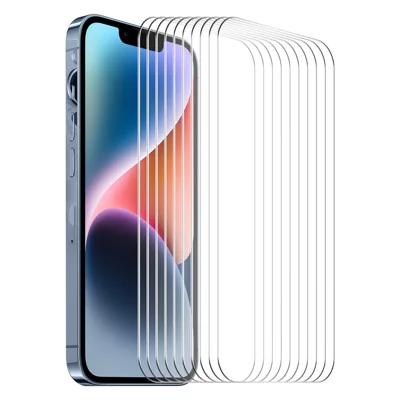 ENKAY HAT PRINCE 10Pcs 0.26mm Screen Protector per iPhone 15, vetro ad alta resistenza 9H 2.5D Anti-impronta Pellicola in vetro di alluminio-silicio