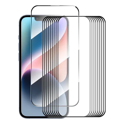 ENKAY HAT PRINCE 10Pcs 9H Screen Protector per iPhone 15 Seta Stampa 0.26mm 2.5D HD High Alluminio-silicio Vetro Pellicola