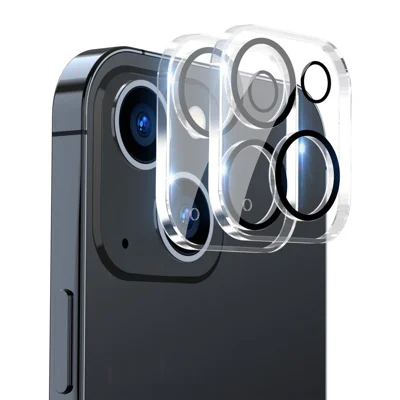 ENKAY HAT PRINCE 2Pcs For iPhone 15 / 15 Plus Camera Lens Protector Tempered Glass Full Cover Clear Lens Film - Black Circle