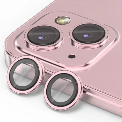 ENKAY HAT PRINCE 1 Set Pour iPhone 15 / 15 Plus Protecteur d'objectif de caméra Verre trempé+Alliage d'aluminium AR HD Film de lentille clair - Rose