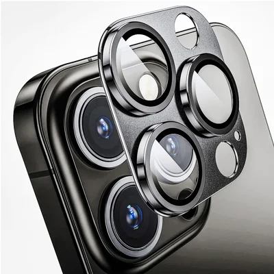 ENKAY HAT PRINCE для iPhone 15 Pro / 15 Pro Max AR Ультрачёткая защита камеры из закалённого стекла+алюминиевый сплав - Серый