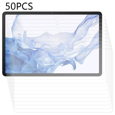 50Pcs Tempered Glass Film for Samsung Galaxy Tab S11 / S10 Lite / S9 / S7 / S8 Sensitive Touch HD Tablet Screen Protector (No Package, with Wipes Set, Dust-absorber, Guide Sticker)