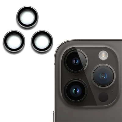 RURIHAI Per iPhone 15 Pro / 15 Pro Max AR Camera Lens Protector Individual Ring Tempered Glass Rear Lens Film - Nero