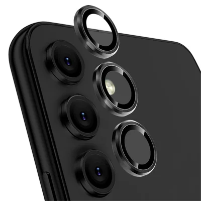 NORTHJO For Samsung Galaxy A14 5G / 4G / A34 5G 1 Set Camera Lens Protector CD Vein Metal Ring Tempered Glass Lens Film - Black