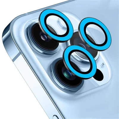 Per iPhone 15 Pro / 15 Pro Max Luminous Camera Lens Protector Set Tempered Glass Individual Ring Lens Film - Blu