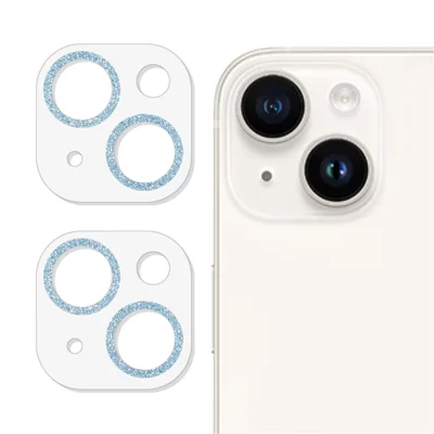 2PCS for iPhone 15 / 15 Plus 3D Integrated Camera Lens Protector Glitter Ring Tempered Glass Anti-Scratch Lens Film - Blue