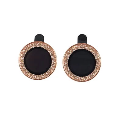 For iPhone 15  / 15 Plus Camera Lens Protector Set Bling Glitter Metal Ring Tempered Glass Lens Film - Gold