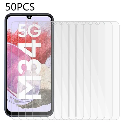 50Pcs For Samsung Galaxy F34 5G / M34 5G HD Clear Screen Protector Tempered Glass Phone Protective Screen Film (No Package, with Wipes Set, Dust-absorber, Guide Sticker)