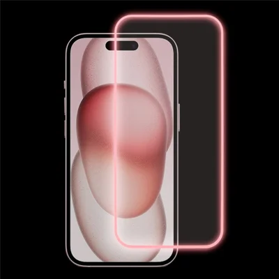 Per iPhone 15 Pro Max Luminous HD Medium Alumina Glass Screen Protector Full Glue Anti-scratch Film - Rosa Pink
