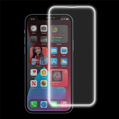 For iPhone 12 mini Luminous Edge Phone Screen Protector Medium Alumina Tempered Glass Anti-Scratch Screen Film - White