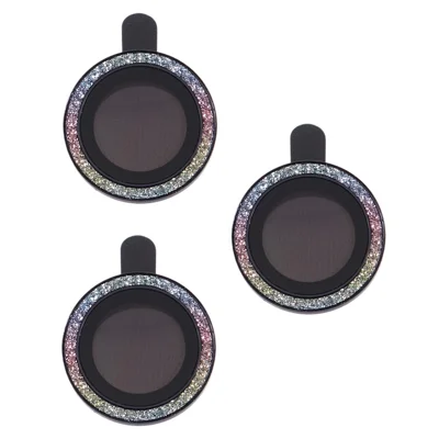 Pour iPhone 15 Pro / 15 Pro Max 1 Set Rhinestone Camera Lens Film Tempered Glass Metal Ring Lens Protector - Colorful+Blue