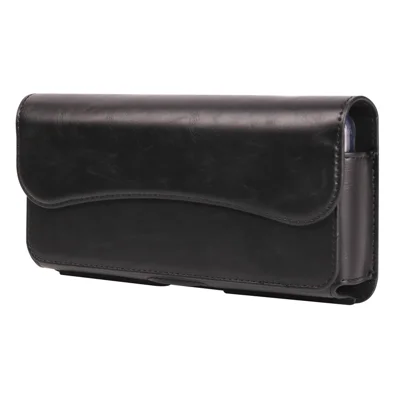 6.1 inch Mobile Phone Waist Bag with Magnetic Closure PU Leather Phone Belt Pouch - Black