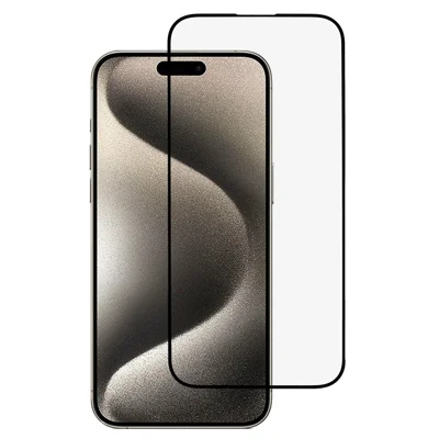 Black Edge Silk Printing Screen Film for iPhone 15 Pro HD Clear Screen Protector Anti-blue-ray Tempered Glass Film