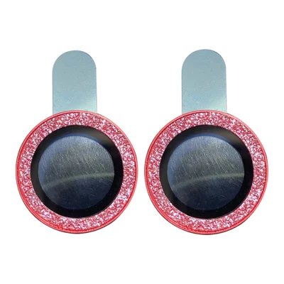 For iPhone 15 / 15 Plus 1 Set Camera Lens Protector Glitter Powder Ring Tempered Glass Lens Film - Red
