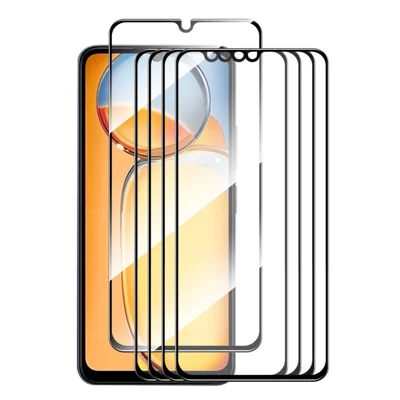 ENKAY HAT PRINCE 5Pcs for Xiaomi Redmi 13C 4G / Poco C65 4G Silk Printing Full Glue Film 0.26mm 9H 2.5D Full Screen Protector