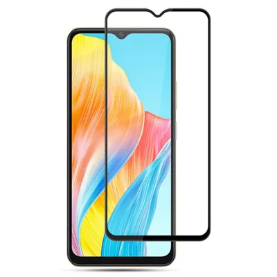 AMORUS For Oppo A18 4G Tempered Glass Screen Protector 9H Silk Printing Full Cover Film - Black