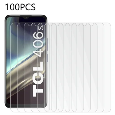 100Pcs for TCL 406s Screen Protector Bubble Free HD Tempered Glass Screen Film (No Package, with Wipes Set, Dust-absorber, Guide Sticker)