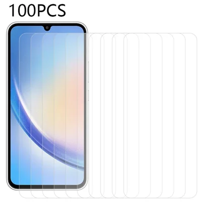 Großpackung mit 100 Stück für Samsung Galaxy A35 5G, hochtransparente Panzerglas-Schutzfolie für Bildschirm