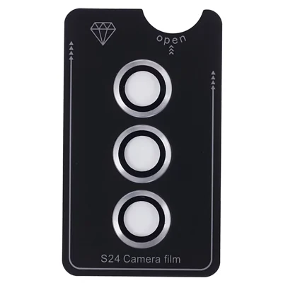 For Samsung Galaxy S24 1 Set Camera Lens Protector Metal Ring Tempered Glass Lens Film - Silver