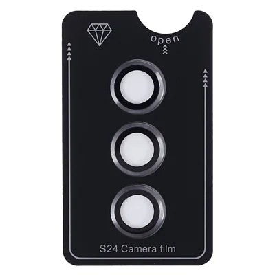 For Samsung Galaxy S24 1 Set Camera Lens Protector Metal Ring Tempered Glass Lens Film - Grey
