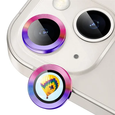 ENKAY HAT PRINCE For iPhone 13 / 13 mini AR-Enhanced Camera Lens Protector Metal Ring Rear Lens Cover - Colorful