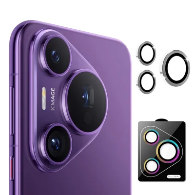 ENKAY HAT PRINCE For Huawei Pura 70 Pro / Pura 70 Pro+ 1 Set Rear Camera Lens Protector Metal Ring Lens Film - Silver  /  Silver