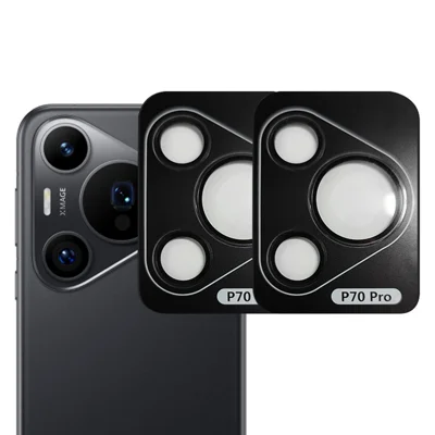 RURIHAI For Huawei Pura 70 Pro / Pura 70 Pro+ 2 Set Camera Lens Film Metal Ring AR HD Glass Lens Protector - Black