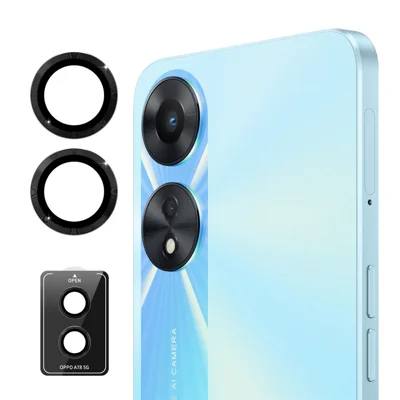 ENKAY HAT PRINCE For Oppo A78 5G 1 Set Camera Lens Protector Metal Ring Rear Lens Film - Black