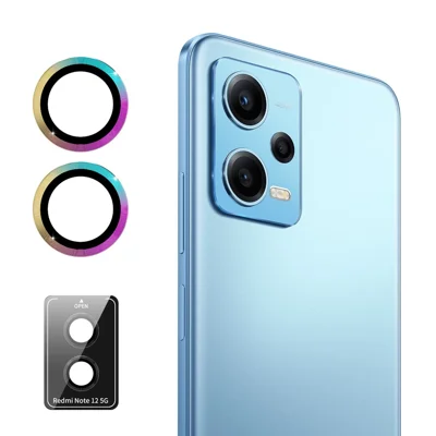 ENKAY HAT PRINCE For Xiaomi Redmi Note 12 5G (Global) 1 Set Camera Rear Lens Protector with Metal Ring Trim - Multi-color