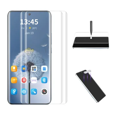 ENKAY HAT PRINCE 2Pcs For Oppo Find X5 Screen Protector Curved Edges UV Sensitive Touch Film, Support Fingerprint Unlock