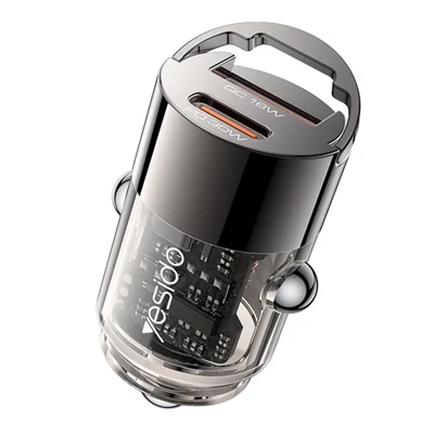 YESIDO Y68 USB+Type-C Dual Port Adapter PD 30W+QC 18W Fast Charging Mini Car Charger